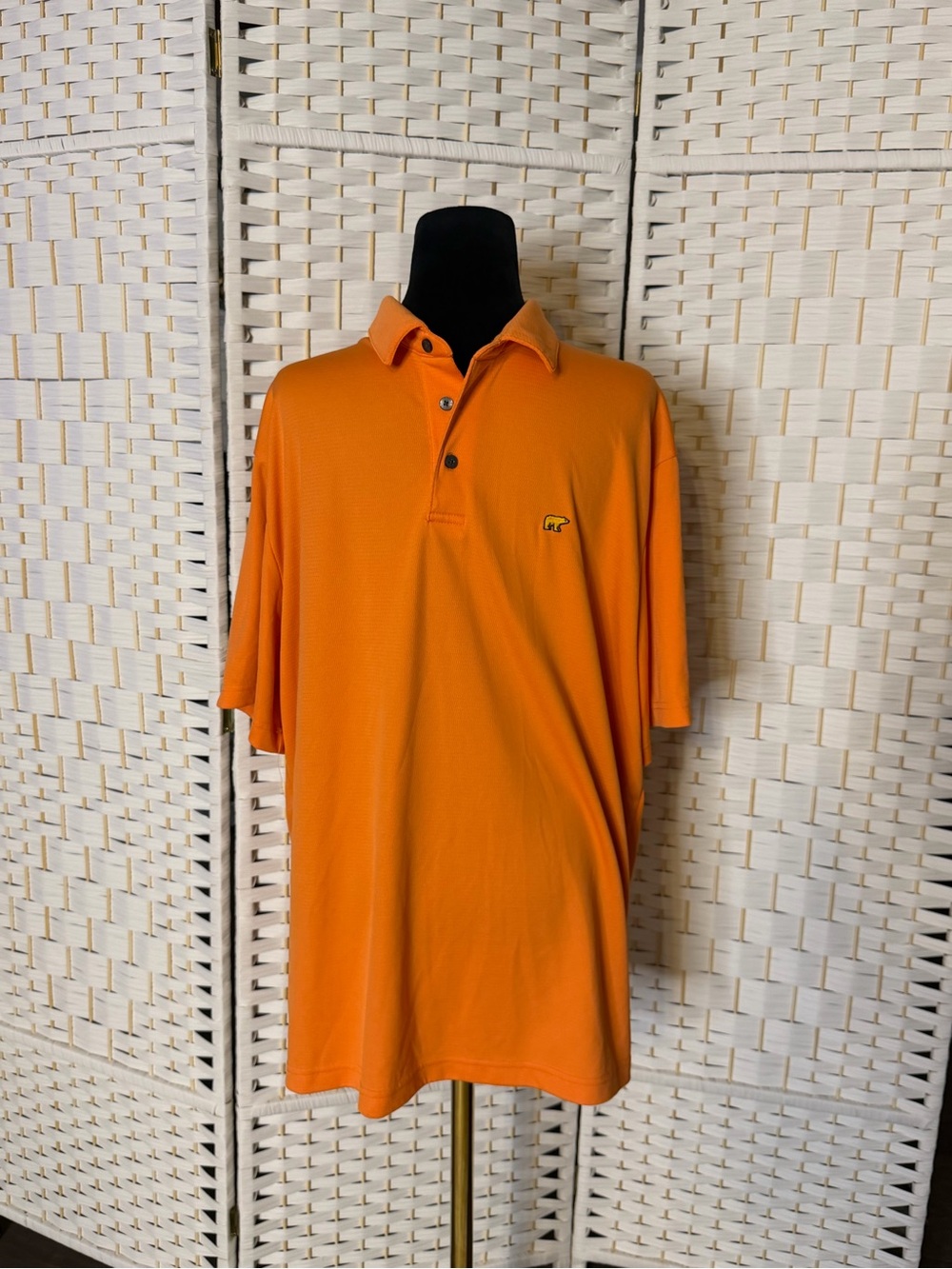 Men's Bright Orange Short-Sleeve Polo with Chest Emblem